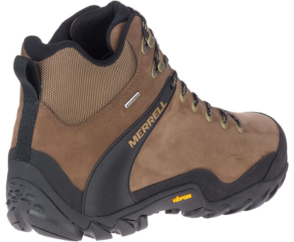 Kozaki Merrell Męskie Brązowe/Czarne - Chameleon 8 Skórzane Mid Waterproof - 406278-UHZ